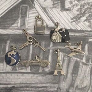 Silver and Black Travel Charms Set